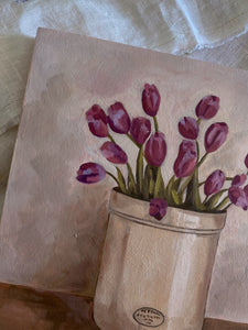 "Purple Tulips" 8x8 original painting