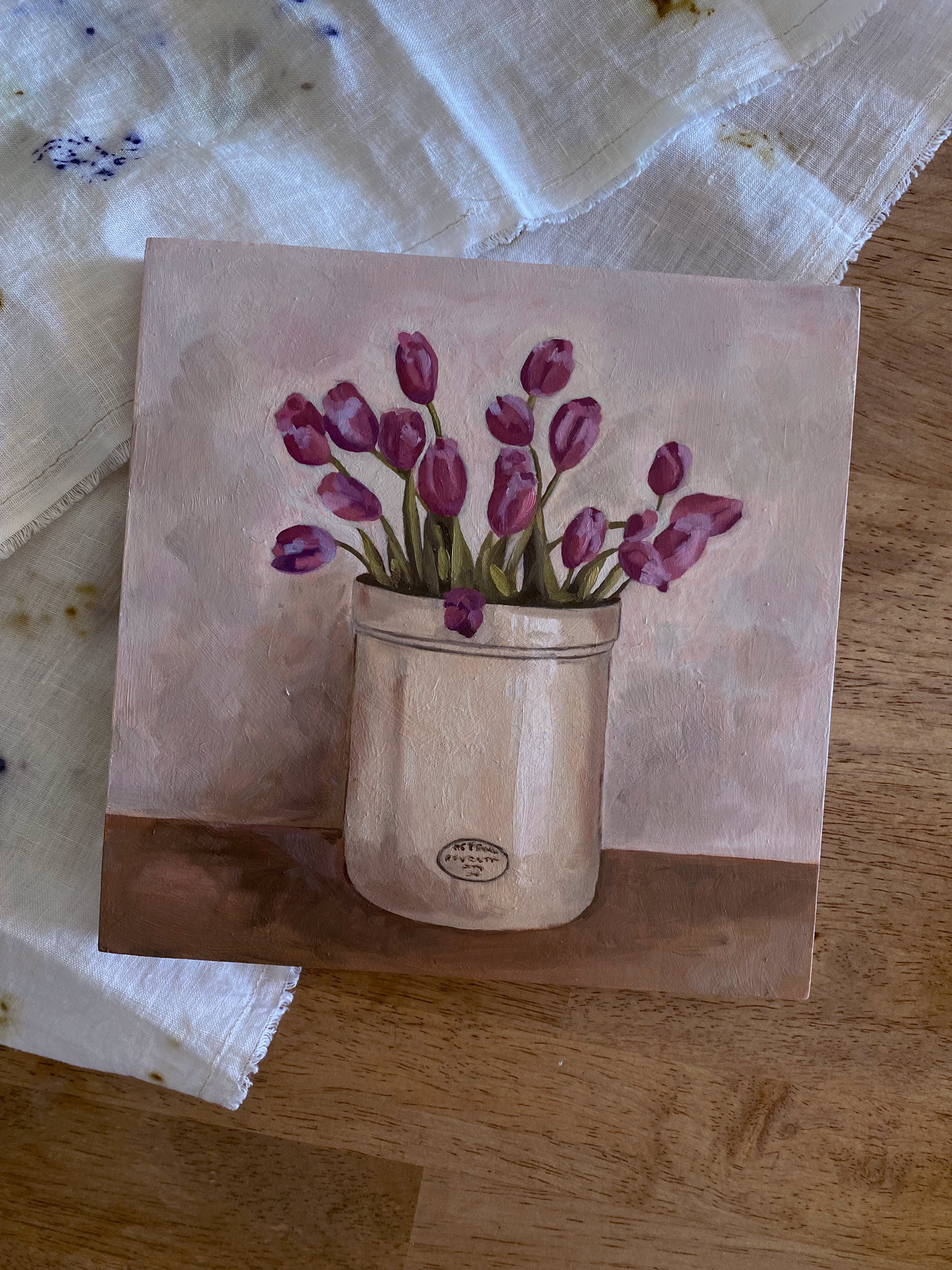 "Purple Tulips" 8x8 original painting